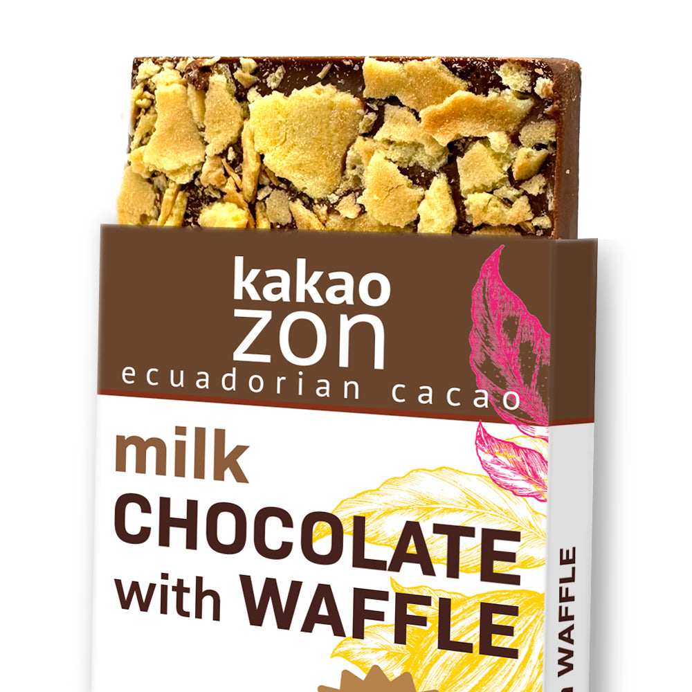 KakaoZon Milk Chocolate with Waffle • 2.82oz Bar – KakaoZon.com