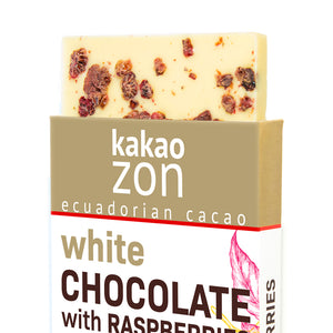 KakaoZon White Chocolate with Raspberries • 2.82oz Bar