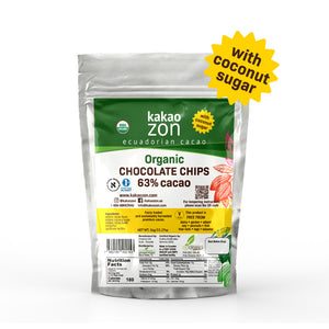 KakaoZon Organic 63% Dark Chocolate Chips with Coconut Sugar • 35.27oz