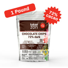 Load image into Gallery viewer, KakaoZon 72% Dark Chocolate Chips • 1 lb