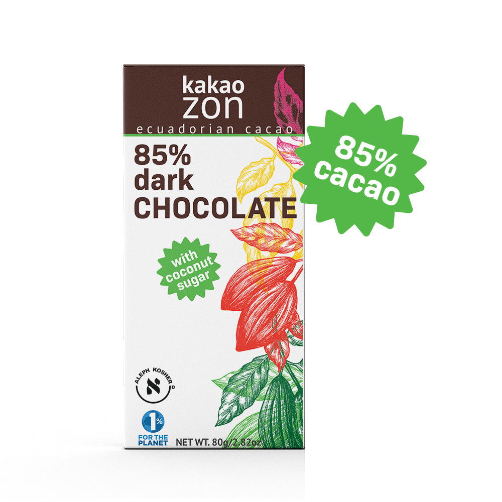 KakaoZon 85% Dark Chocolate with Coconut Sugar • 2.82oz Bar