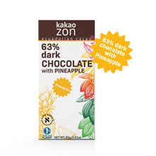 Load image into Gallery viewer, KakaoZon 63% Dark Chocolate with Pineapple • 2.82oz Bar