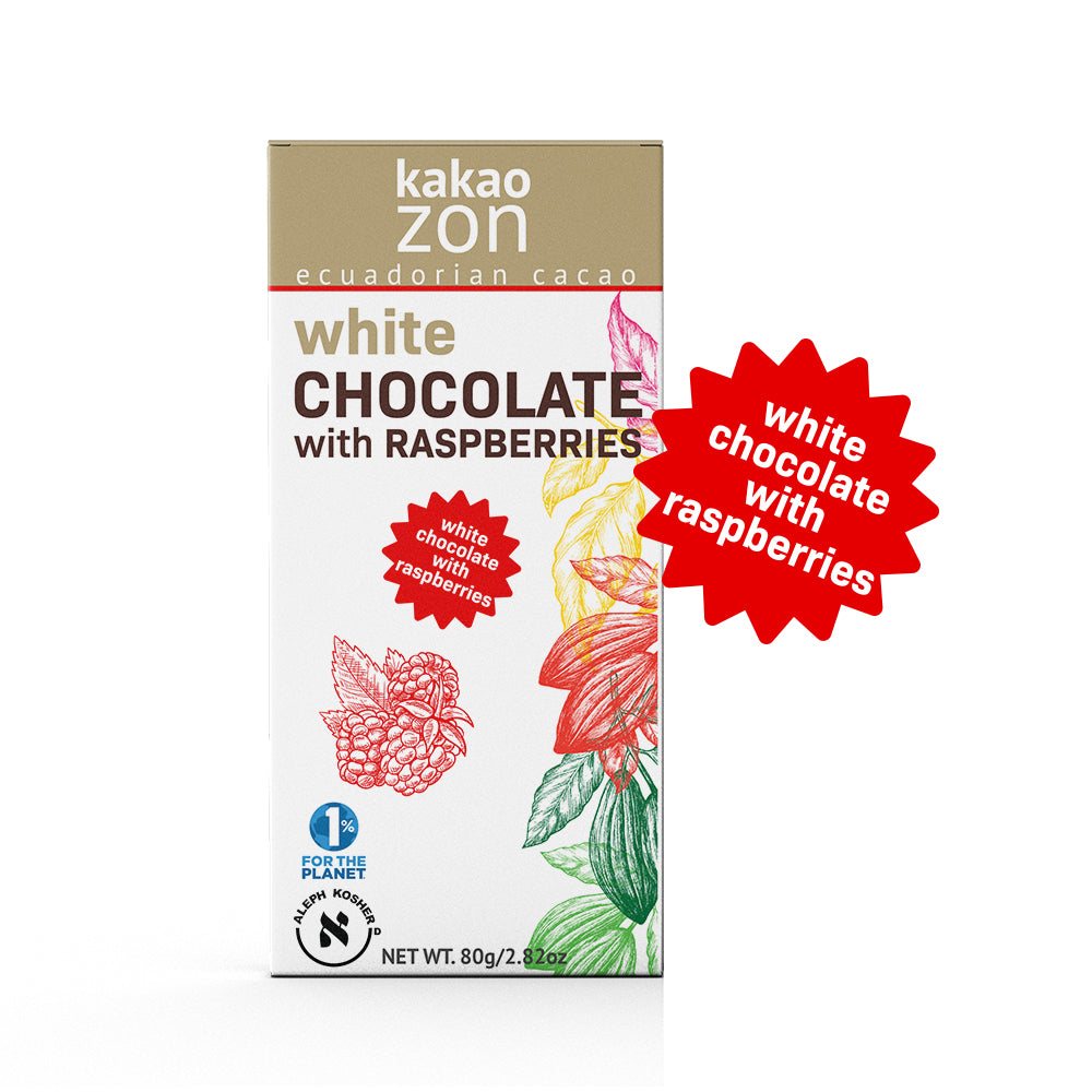 KakaoZon White Chocolate with Raspberries • 2.82oz Bar